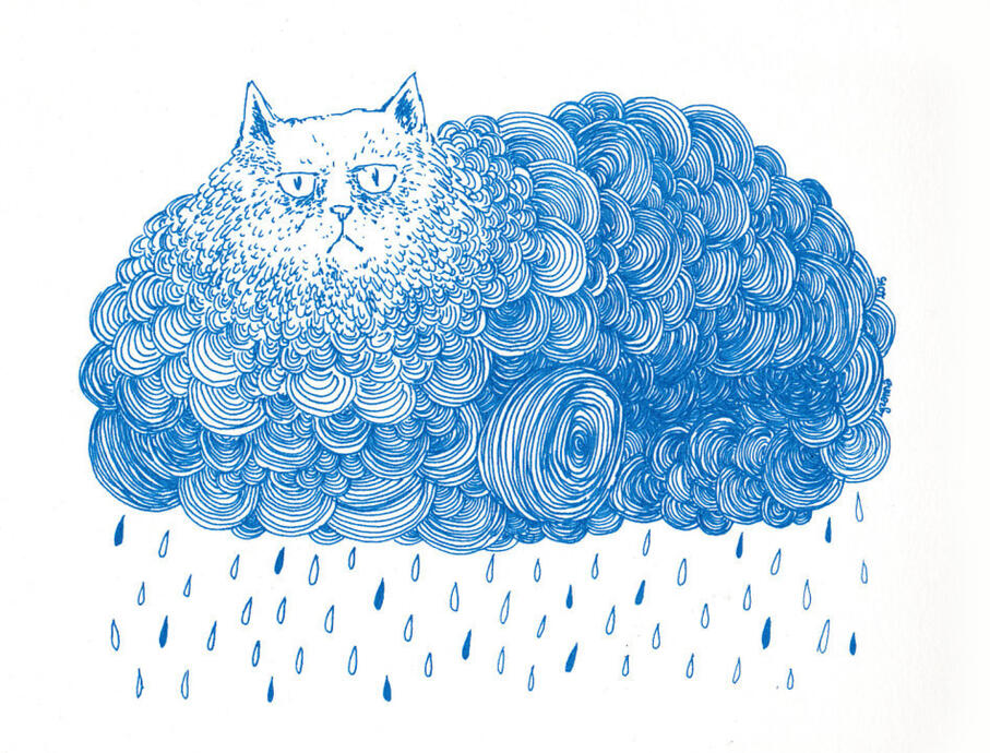 Cat Raincloud (screenprint)